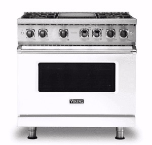 36"W./24"D. Dual Fuel Self-Clean Sealed Burner Range-4 Burners/Griddle-White
