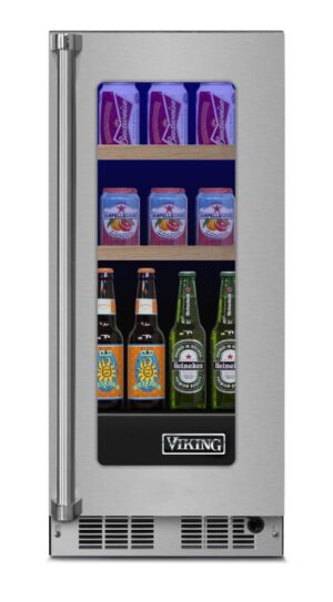 NEW 15"W. Refrigerated Beverage Center-Clear Glass-Stainless